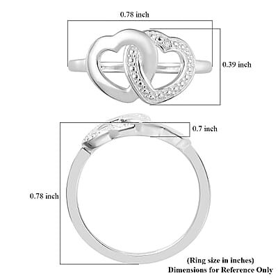 Diamond Accent Double Heart Link Ring in Sterling Silver (Size 10.0)