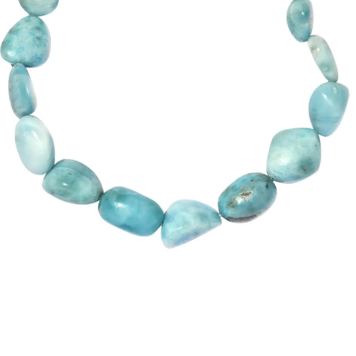 Larimar Beads Bracelet, Tumbled Beads Bracelet, Larimar Bracelet, Sterling Silver Bracelet (7.25 In) 66.40 ctw image number 5