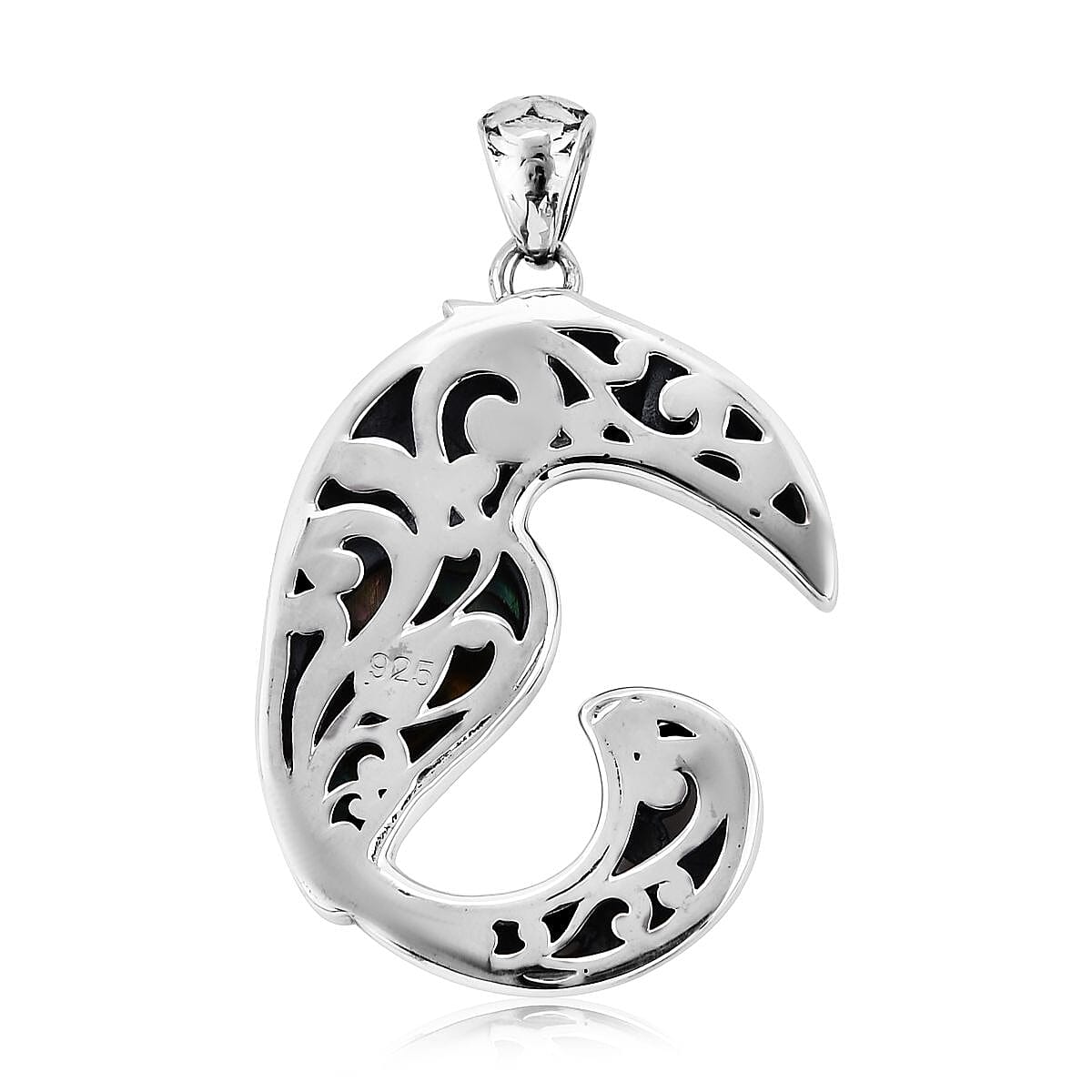 Bali Legacy Abalone Shell Tucan Bird Pendant without Chain in Sterling Silver