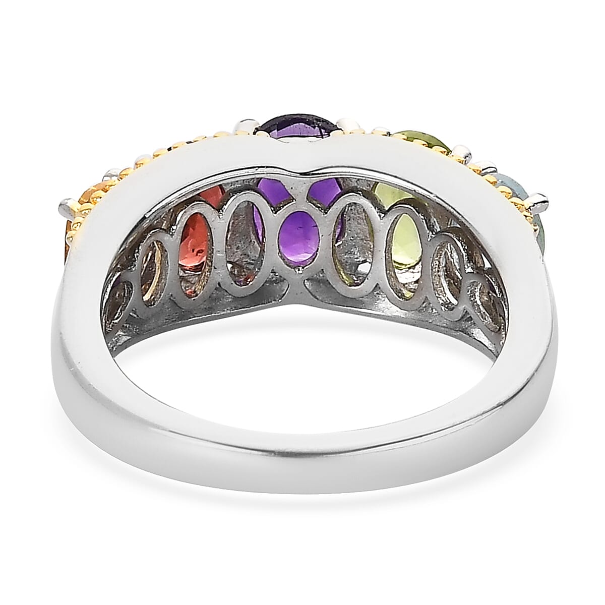 Karis African Amethyst and Multi Gemstone 5 Stone Ring in 18K YG Plated and Platinum Bond (Size 7.0) 2.40 ctw image number 4