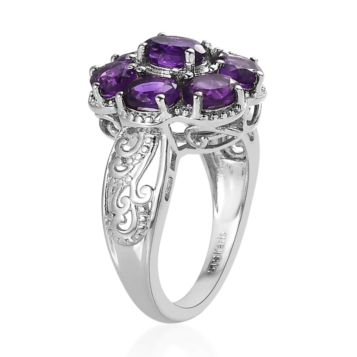 Karis Amethyst Floral Ring in Platinum Bond 2.35 ctw image number 3