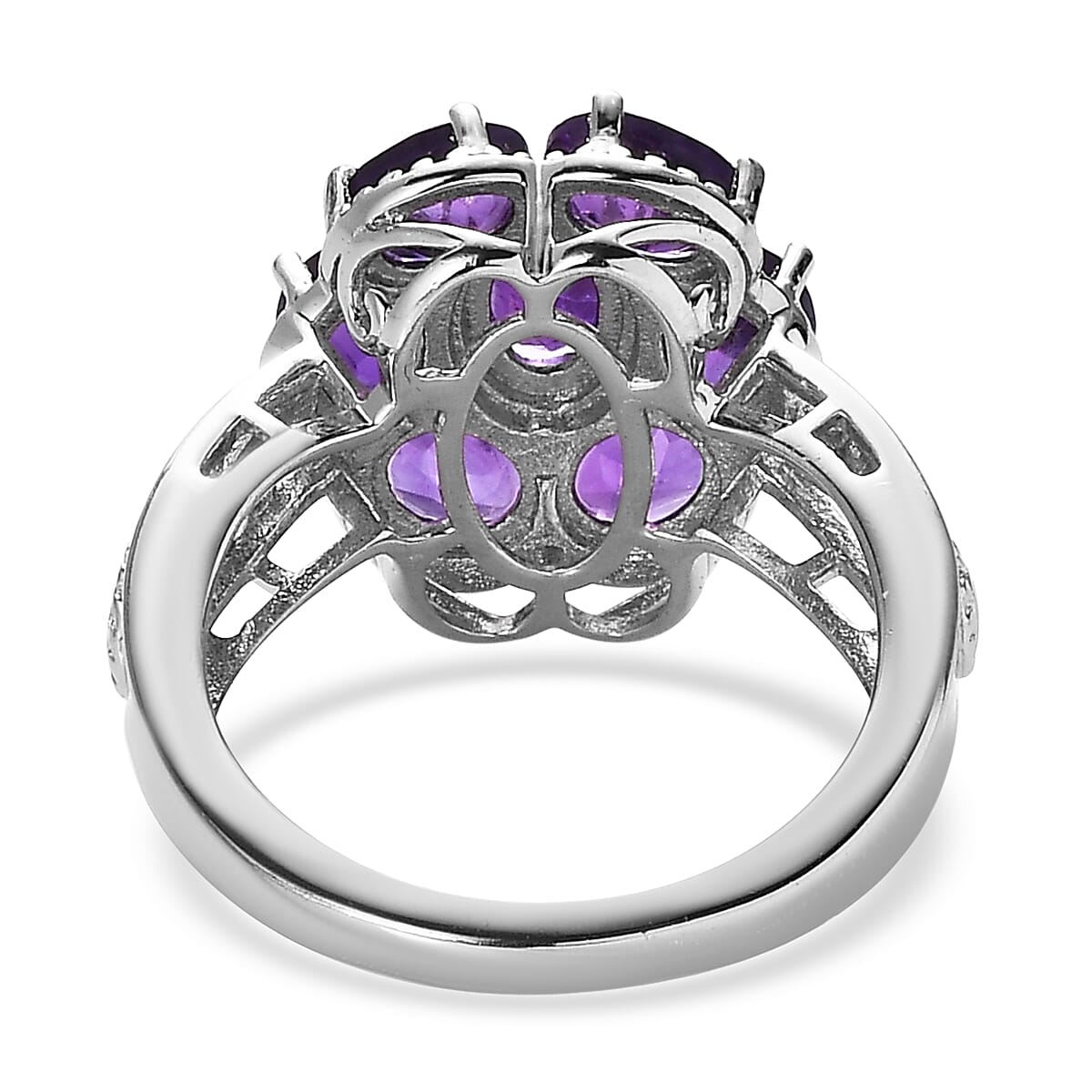 Karis Amethyst Floral Ring in Platinum Bond (Size 10.0) 2.35 ctw