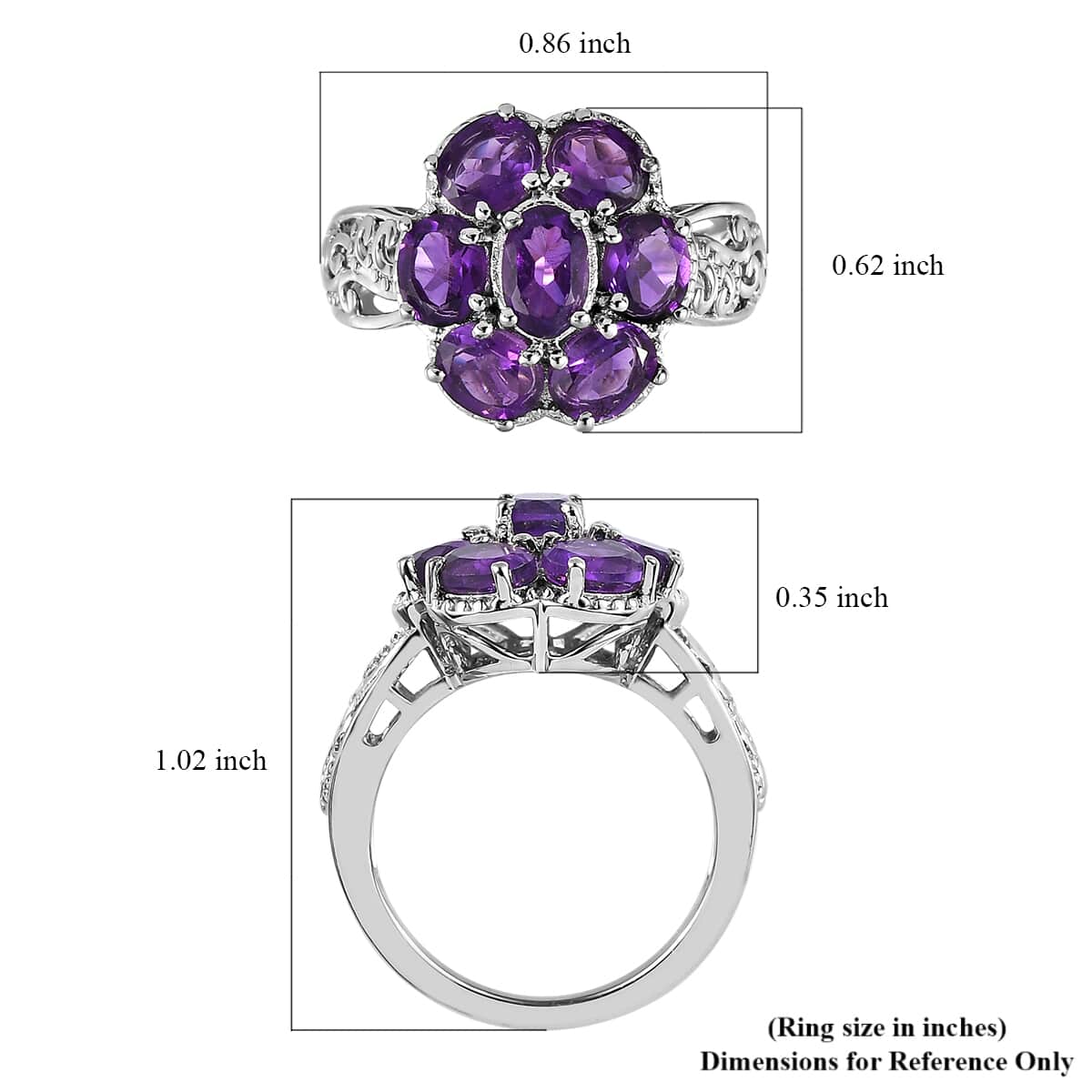 Karis Amethyst Floral Ring in Platinum Bond 2.35 ctw image number 5