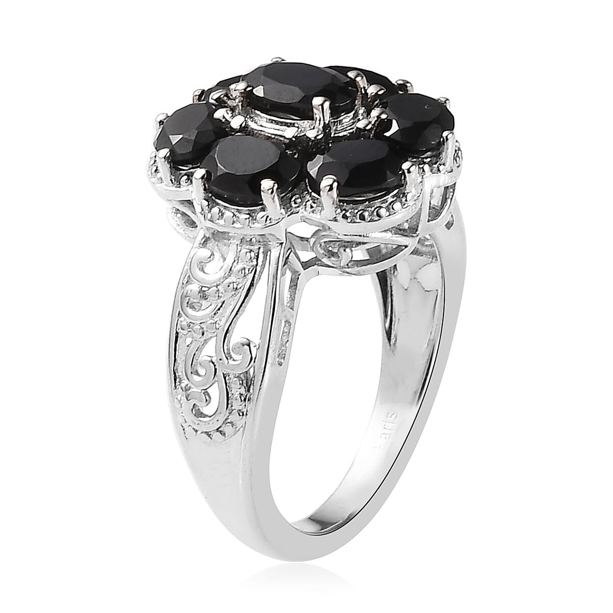 Karis Natural Thai Black Spinel Ring in Platinum Bond 3.00 ctw image number 3