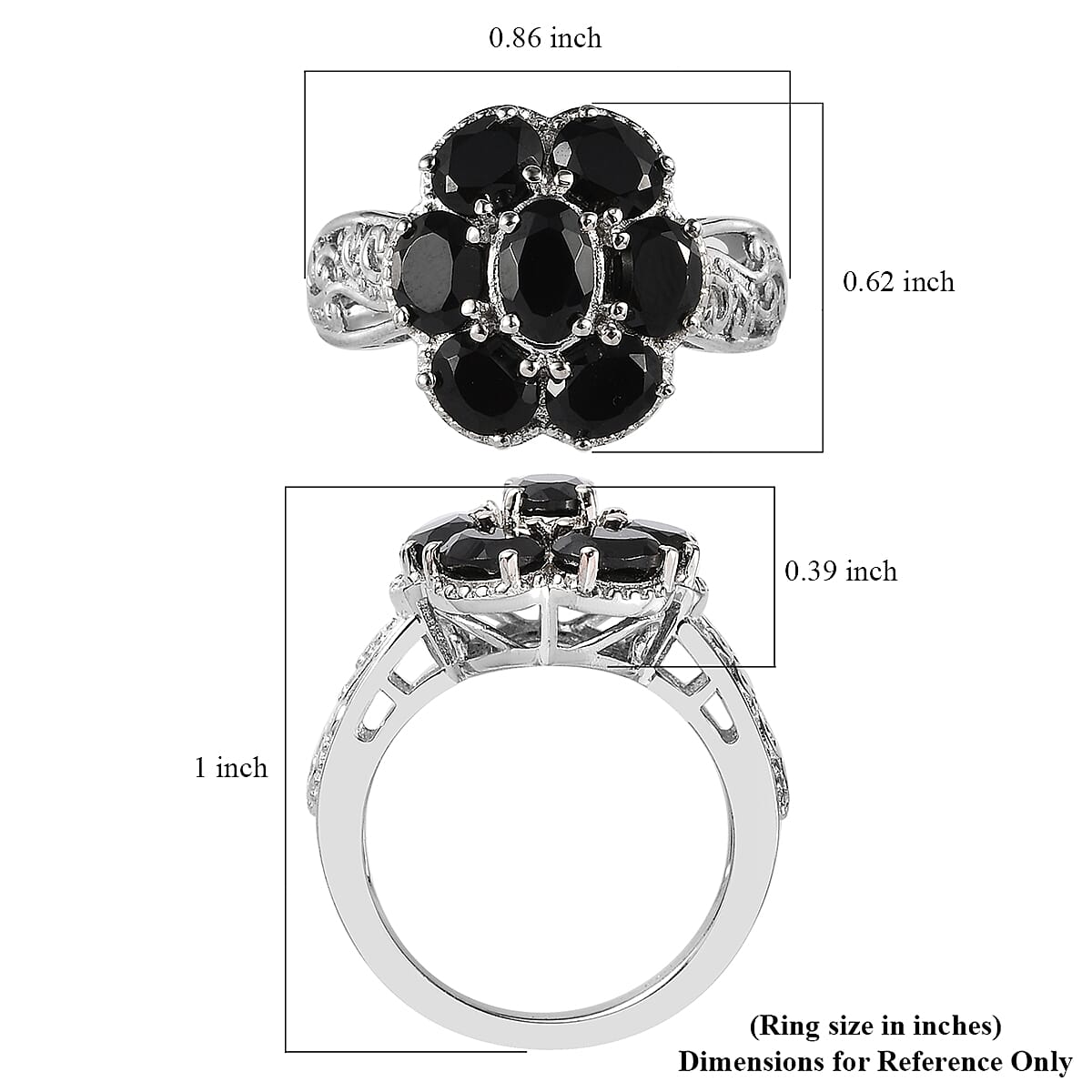 Karis Natural Thai Black Spinel Ring in Platinum Bond 3.00 ctw image number 5