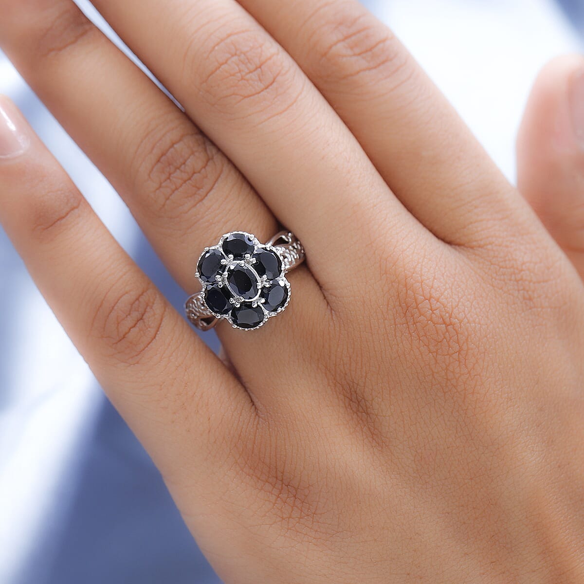 Karis Thai Black Spinel Ring in Platinum Bond (Size 5.0) 3.00 ctw image number 2