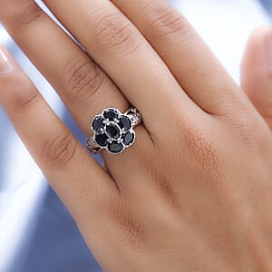 Karis Thai Black Spinel Ring in Platinum Bond (Size 5.0) 3.00 ctw