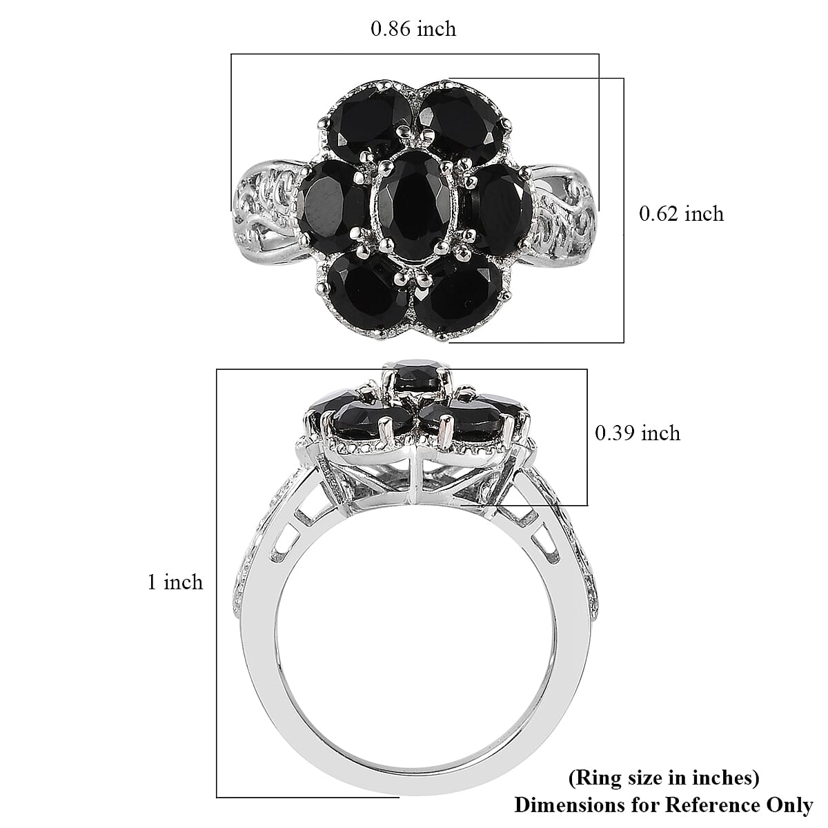 Karis Thai Black Spinel Ring in Platinum Bond (Size 5.0) 3.00 ctw image number 5