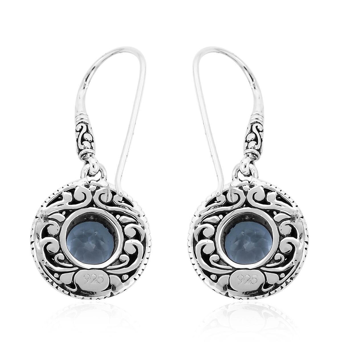 Bali Legacy Sky Blue Topaz and White Topaz Floral Framework Earrings in Sterling Silver 1.30 ctw image number 3