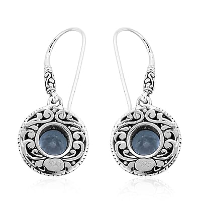 Bali Legacy Sky Blue Topaz and White Topaz Floral Framework Earrings in Sterling Silver 1.30 ctw
