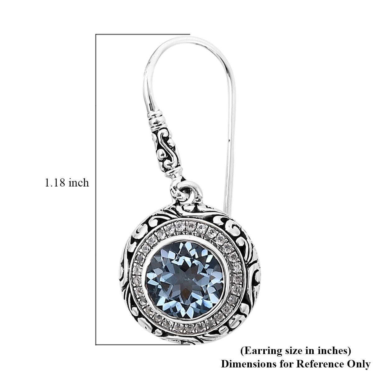 Bali Legacy Sky Blue Topaz and White Topaz Floral Framework Earrings in Sterling Silver 1.30 ctw image number 4
