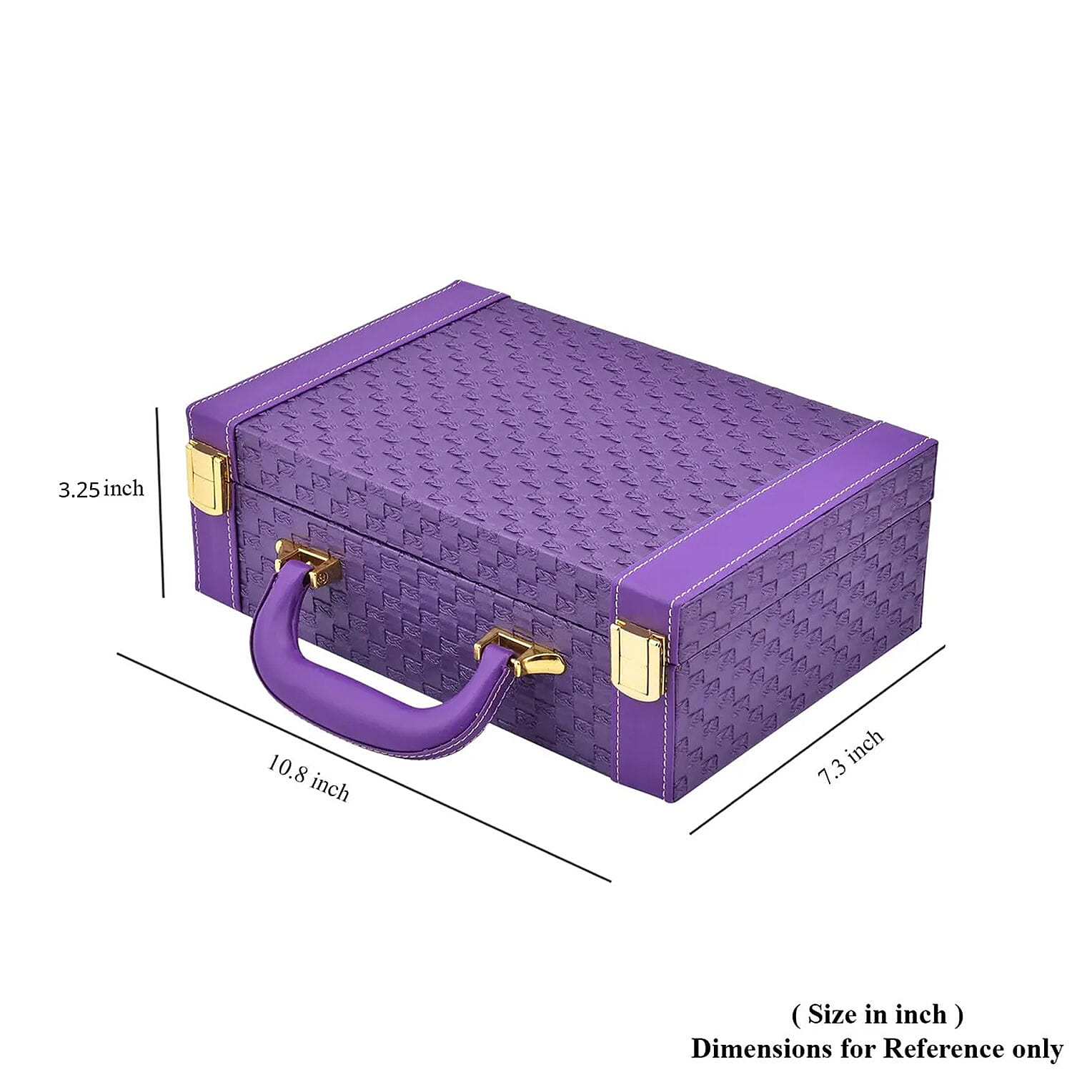 Purple Faux Leather Woven Texture 2 Layer Briefcase Jewelry Box