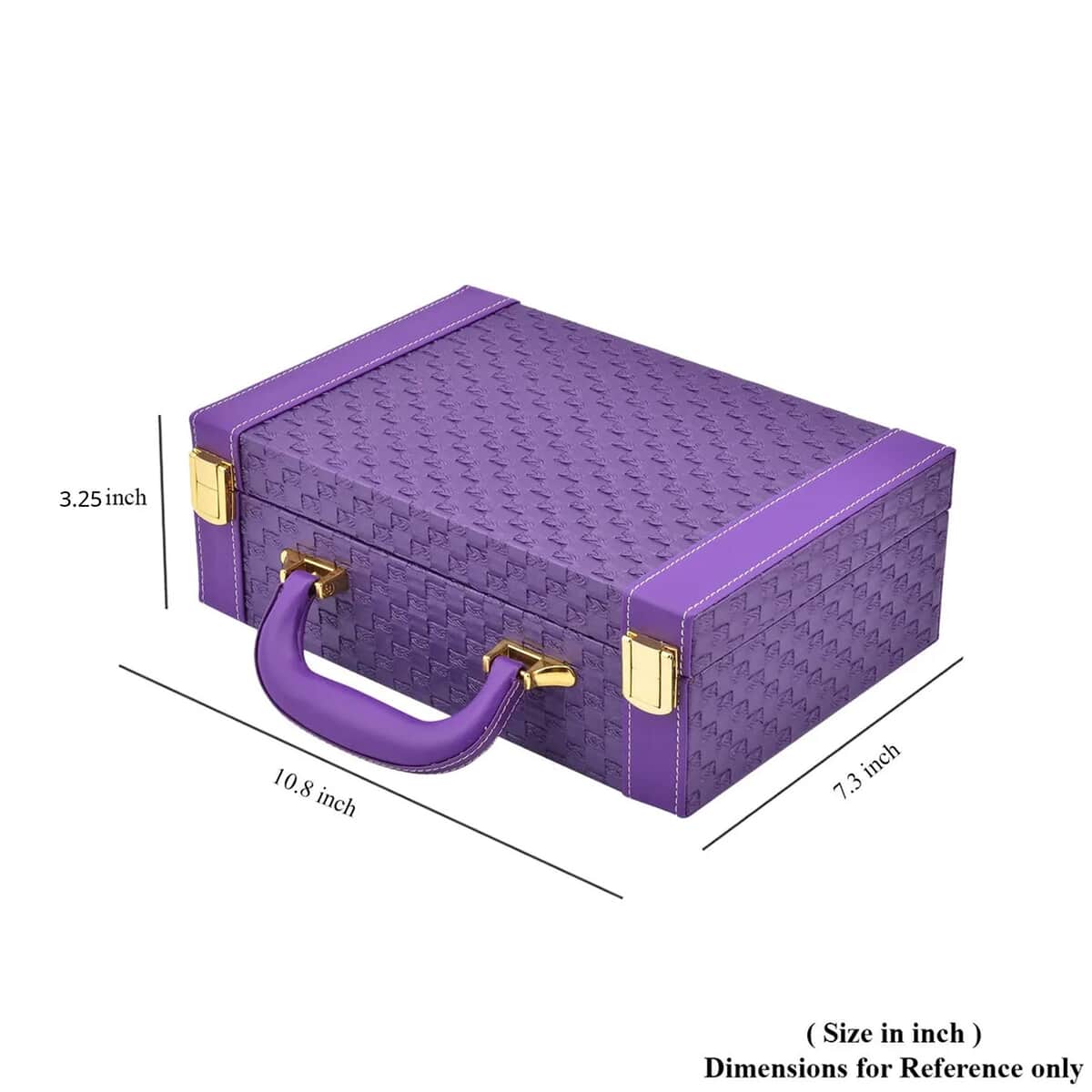 Purple Faux Leather Woven Texture 2 Layer Briefcase Jewelry Box (10.8"x7.3"x3.25") image number 4