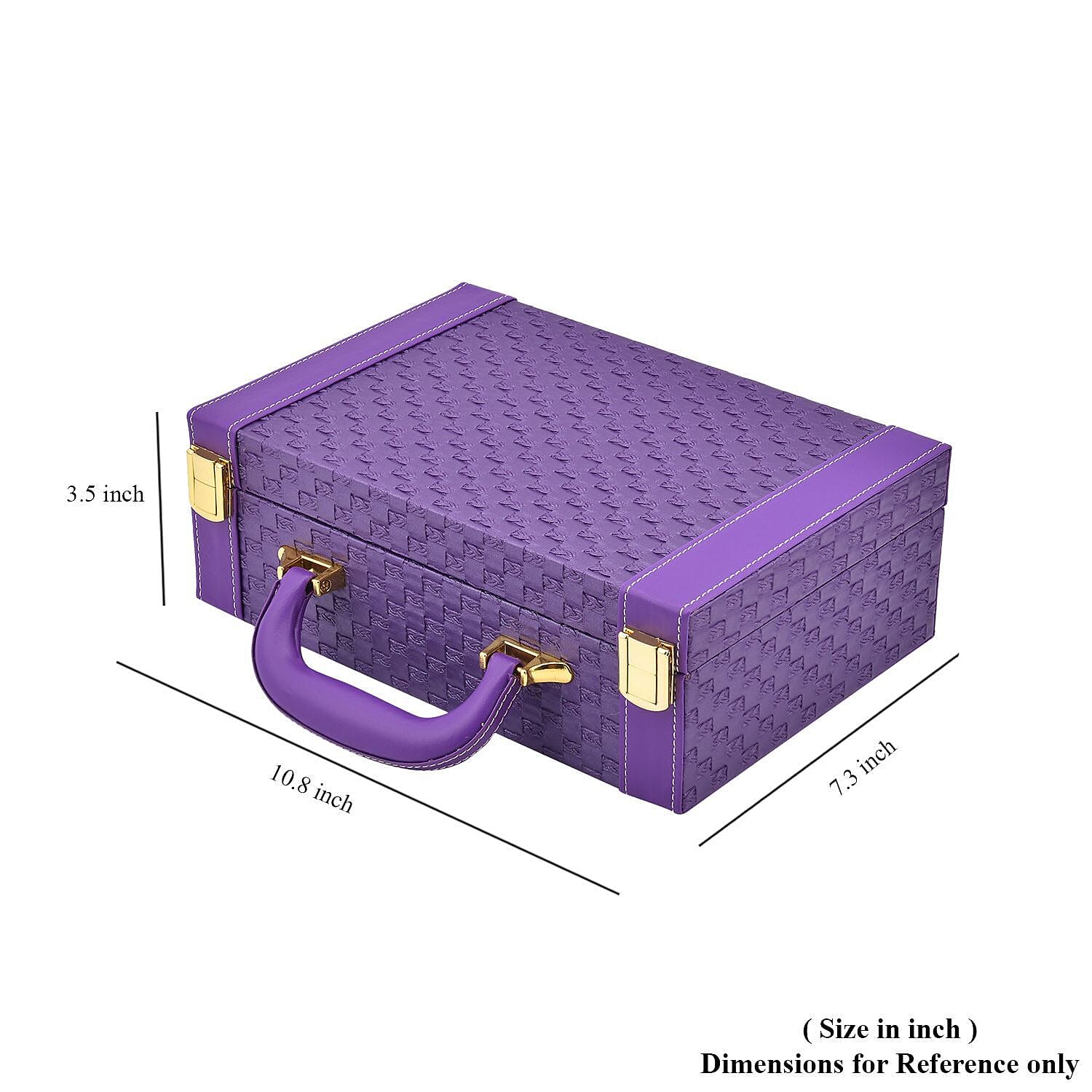 Buy Purple Faux Leather Woven Texture 2 Layer Briefcase Jewelry