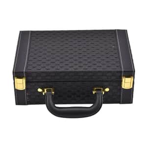 Black Faux Leather Woven Texture 2 Layer Briefcase Jewelry Box, Jewelry Storage Box for Women, Jewelry Case, Jewelry Organizer