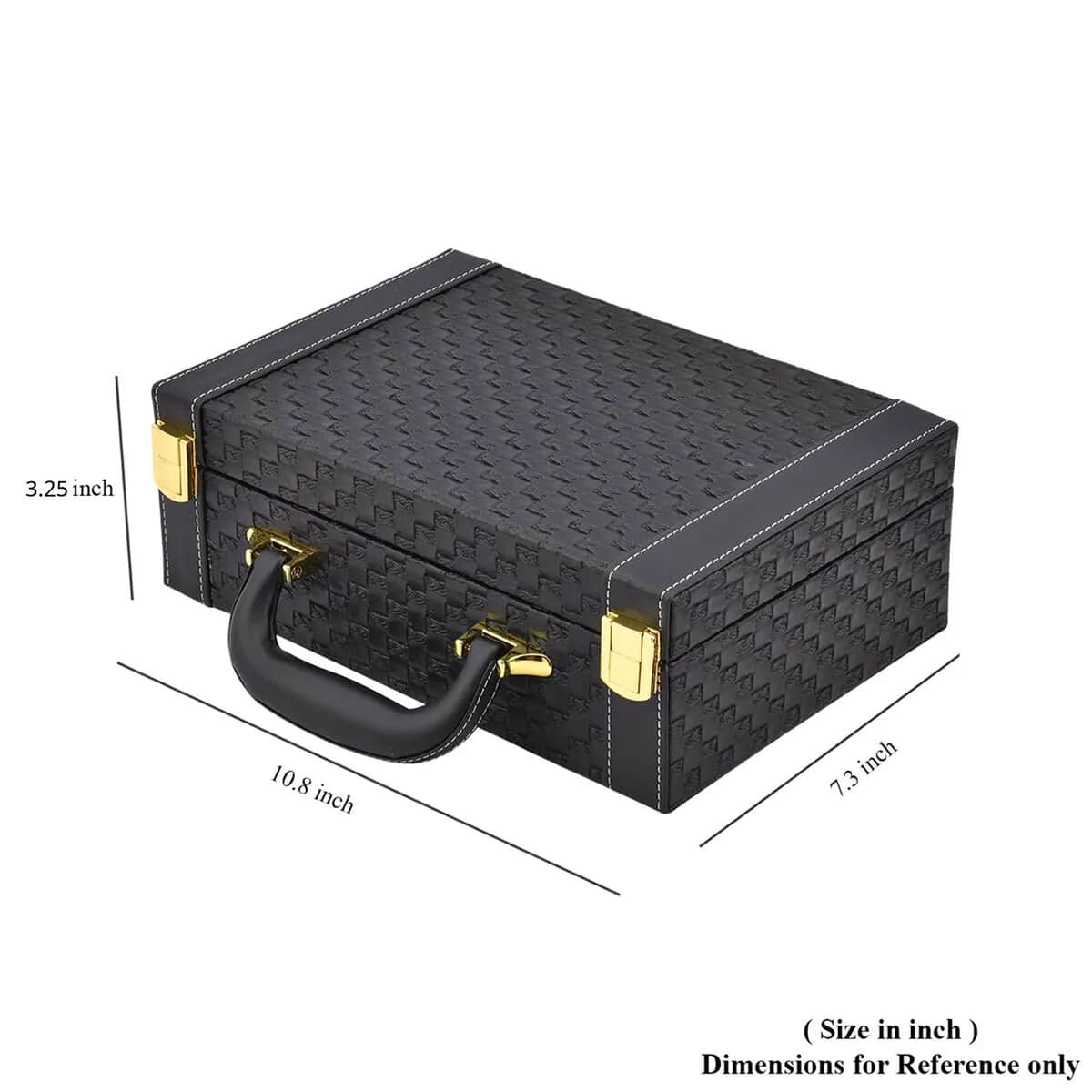 Black Faux Leather Woven Texture 2 Layer Briefcase Jewelry Box, Jewelry Storage Box for Women, Jewelry Case, Jewelry Organizer image number 4