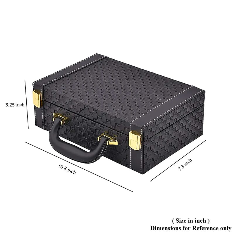 Black Faux Leather Woven Texture 2 Layer Briefcase Jewelry Box, Jewelry Storage Box for Women, Jewelry Case, Jewelry Organizer