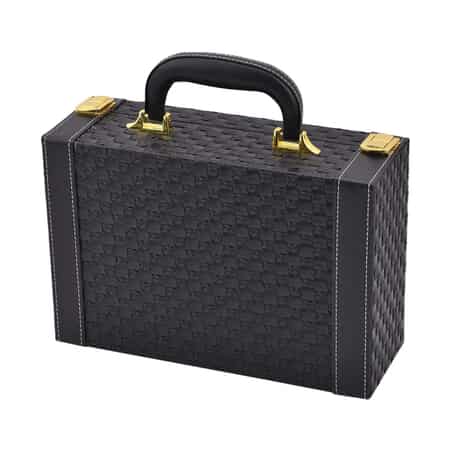 Orange Faux Leather Woven Texture 2 Layer Briefcase Anti Tarnish Jewelry Box