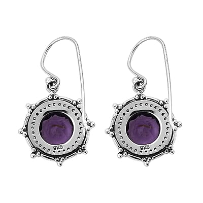 Bali Legacy Amethyst and Simulated Diamond Sun Star Earrings in Sterling Silver 1.40 ctw