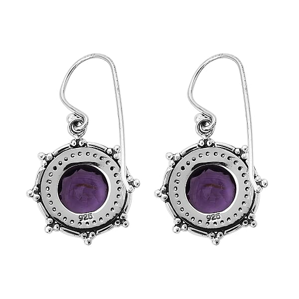 Bali Legacy Amethyst and Simulated Diamond Sun Star Earrings in Sterling Silver 1.40 ctw