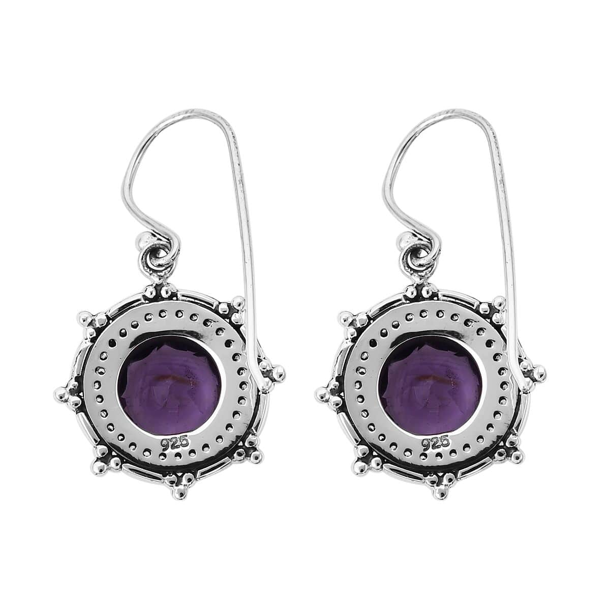 Mother’s Day Gift Bali Legacy Amethyst and Simulated Diamond Sun Star Earrings in Sterling Silver 1.40 ctw image number 3