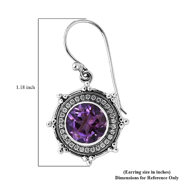 Bali Legacy Amethyst and Simulated Diamond Sun Star Earrings in Sterling Silver 1.40 ctw