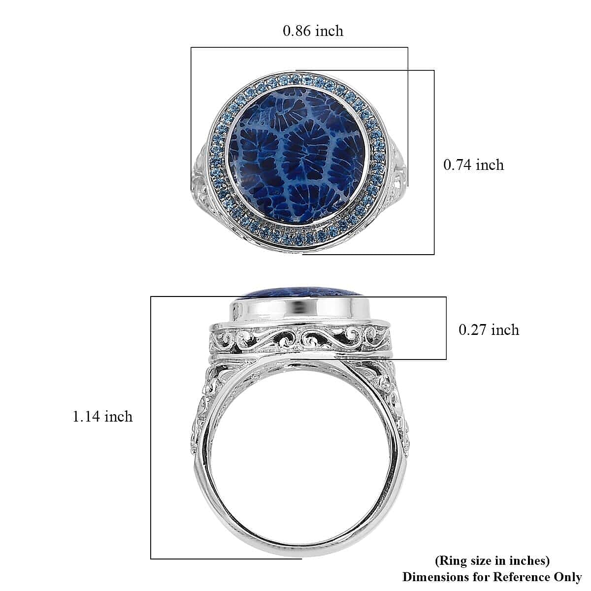 BALI LEGACY Blue Resin Shell, Swiss Blue Topaz Ring in Sterling Silver (Size 6.0) (7.2 g) 0.40 ctw image number 5