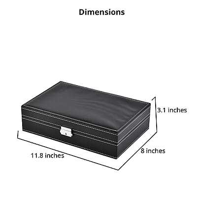 Black Faux Leather Watch and Jewelry Organizer with Lock
