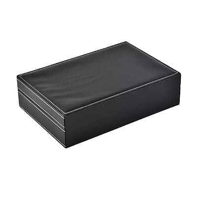 Black Faux Leather Watch and Jewelry Organizer with Lock