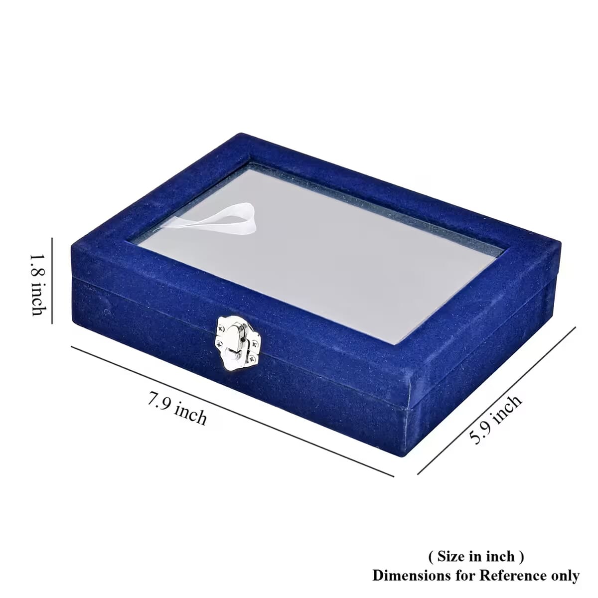 Navy Blue Velvet Earrings Box with Glass Window image number 6