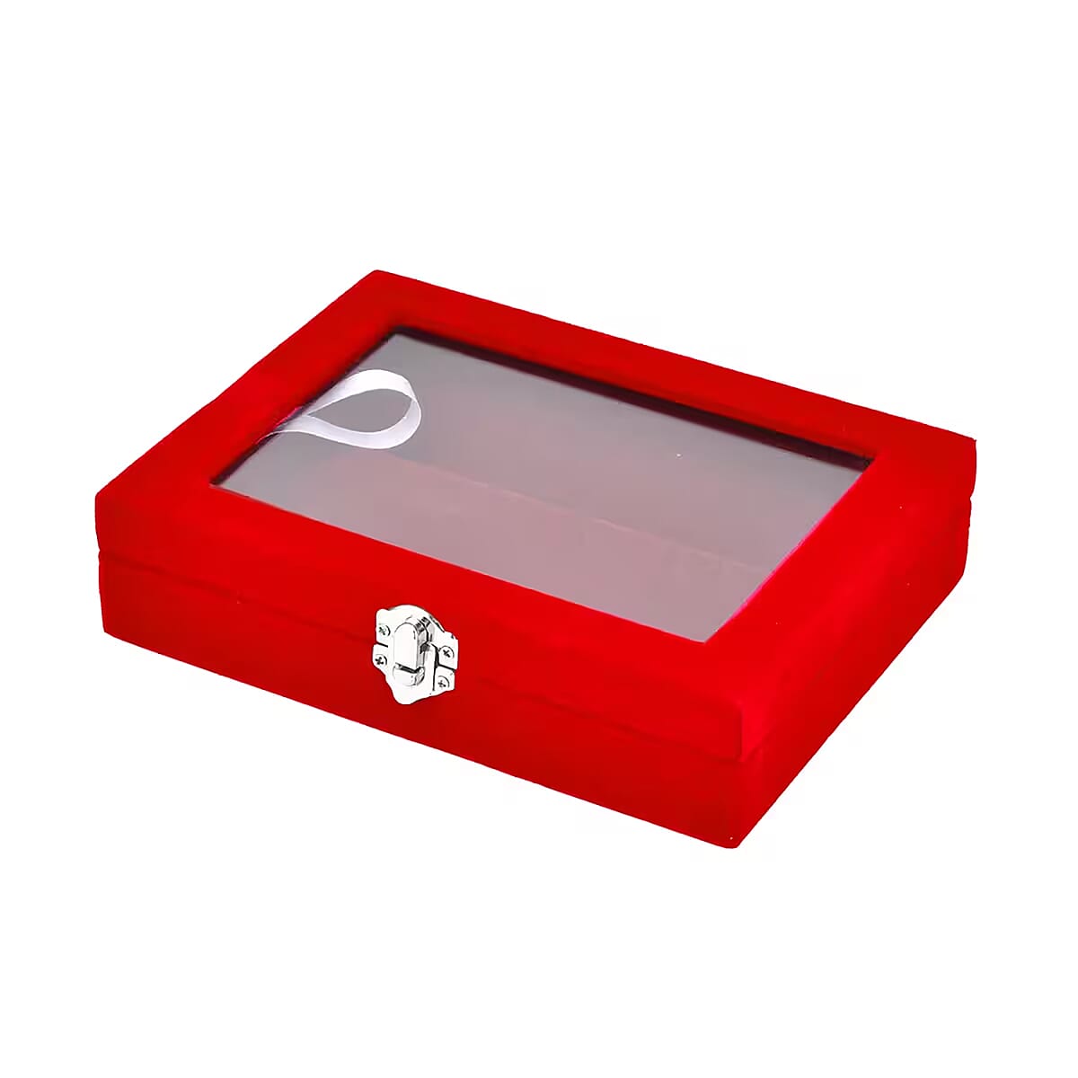 Red Velvet Earrings Box with Glass Window image number 8