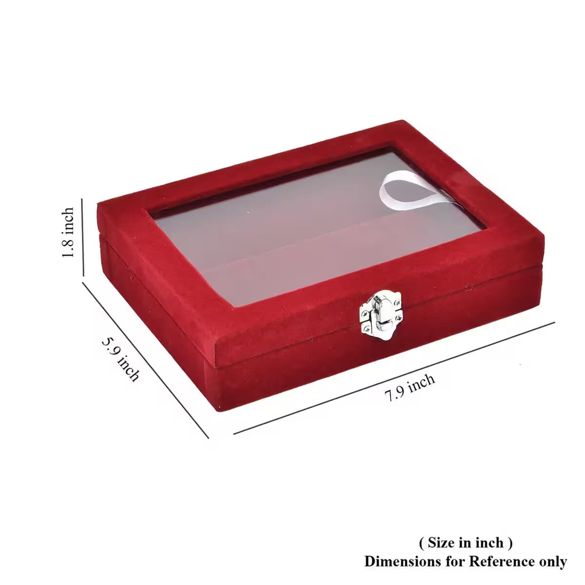 Burgundy Color Velvet Earrings Box with Glass Window image number 6