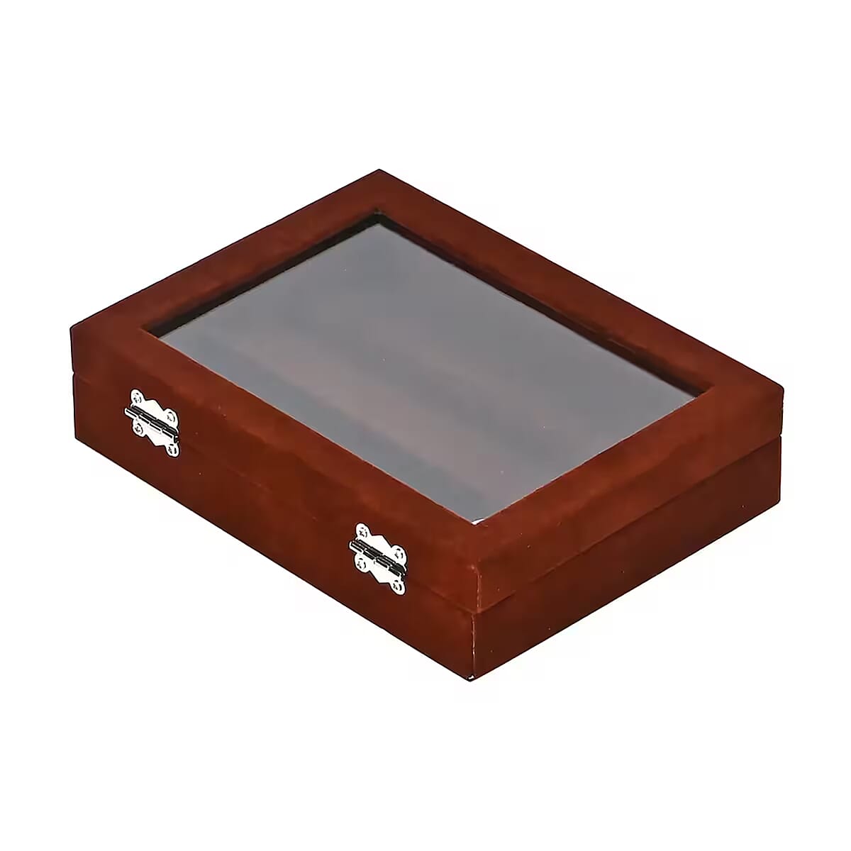 Coffee Velvet Earrings Box with Glass Window image number 7