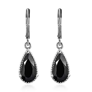Natural Thai Black Spinel Lever Back Earrings in Stainless Steel 5.00 ctw