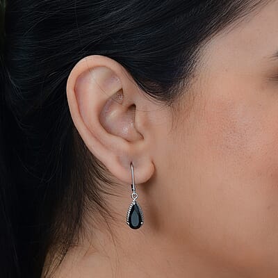 Thai Black Spinel Lever Back Earrings in Stainless Steel 5.00 ctw , Tarnish-Free, Waterproof, Sweat Proof Jewelry