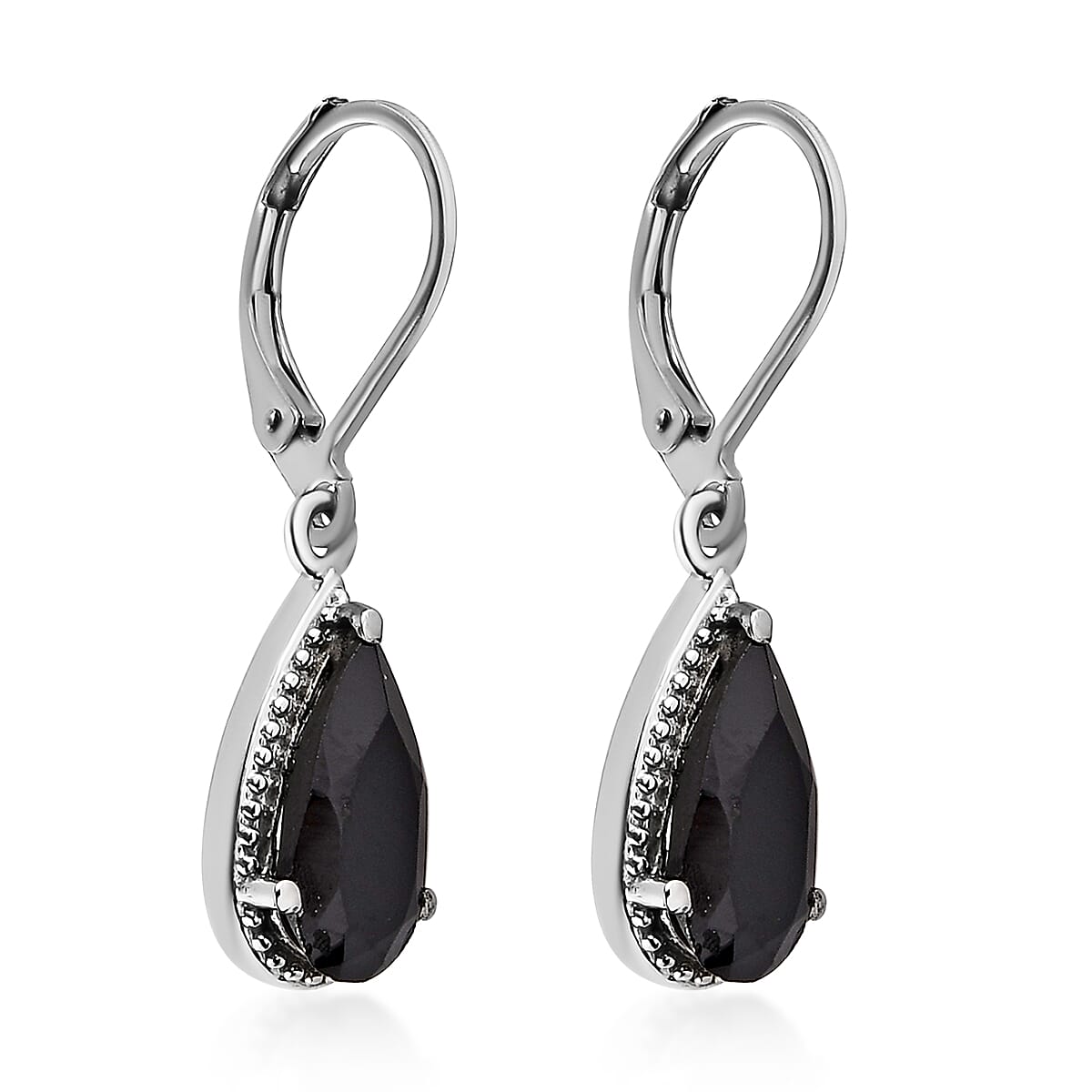 Thai Black Spinel Lever Back Earrings in Stainless Steel 5.00 ctw , Tarnish-Free, Waterproof, Sweat Proof Jewelry