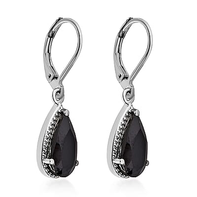 Thai Black Spinel Lever Back Earrings in Stainless Steel 5.00 ctw , Tarnish-Free, Waterproof, Sweat Proof Jewelry
