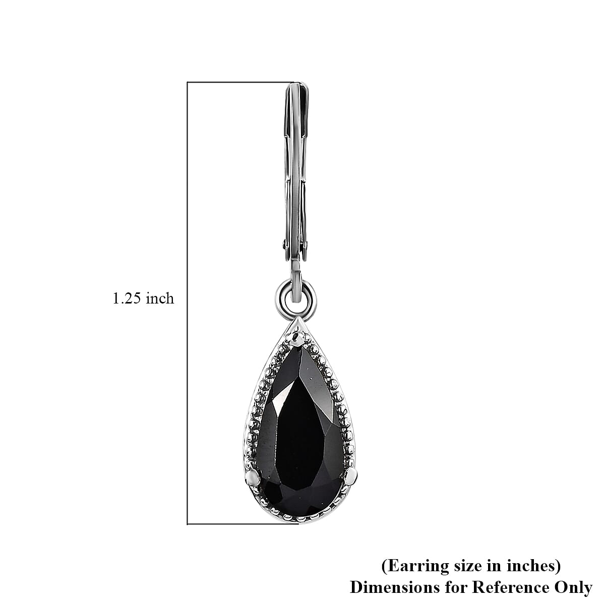 Thai Black Spinel Lever Back Earrings in Stainless Steel 5.00 ctw , Tarnish-Free, Waterproof, Sweat Proof Jewelry