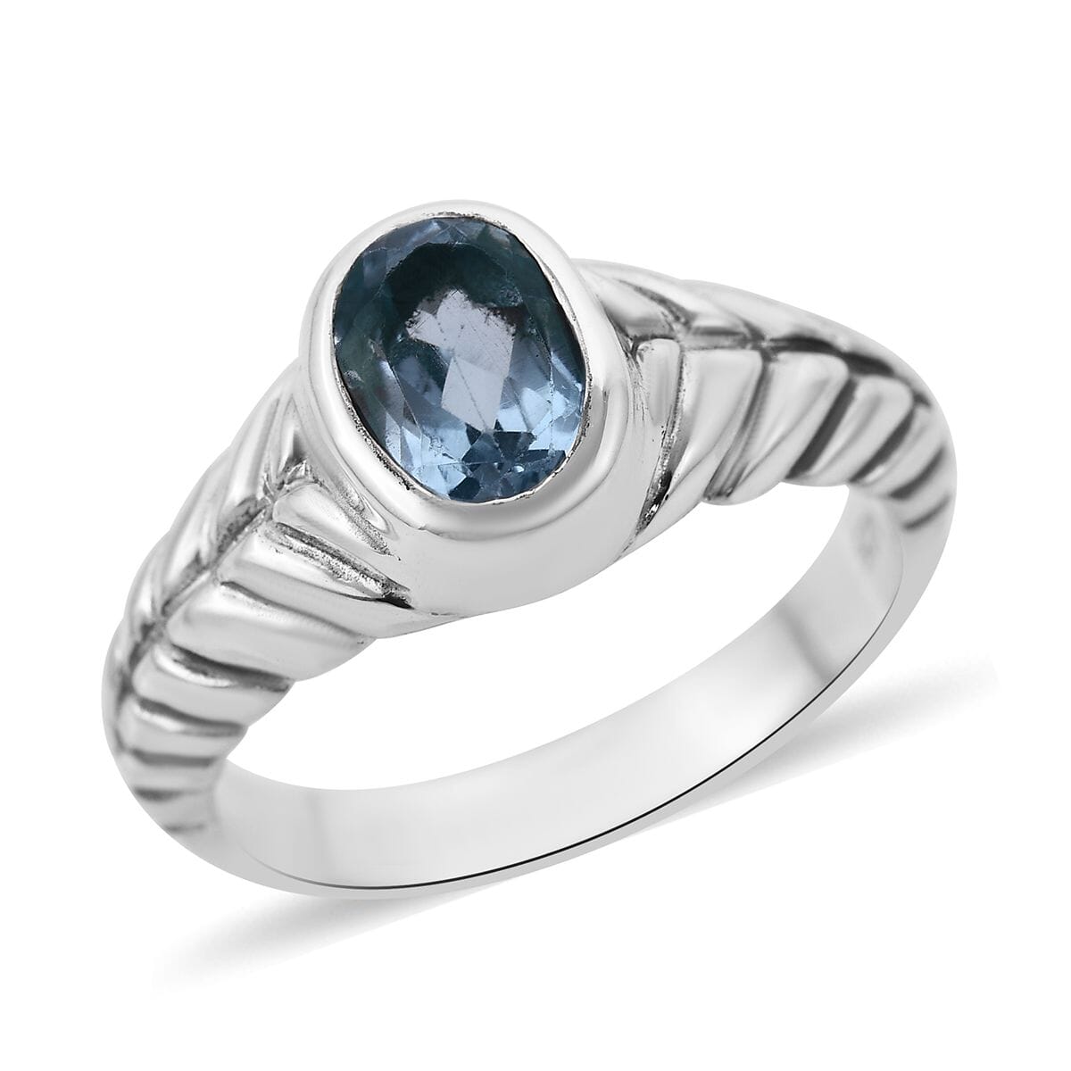 BALI LEGACY Swiss Blue Topaz Solitaire Ring in Sterling Silver (Size 10.0) 0.25 ctw image number 0