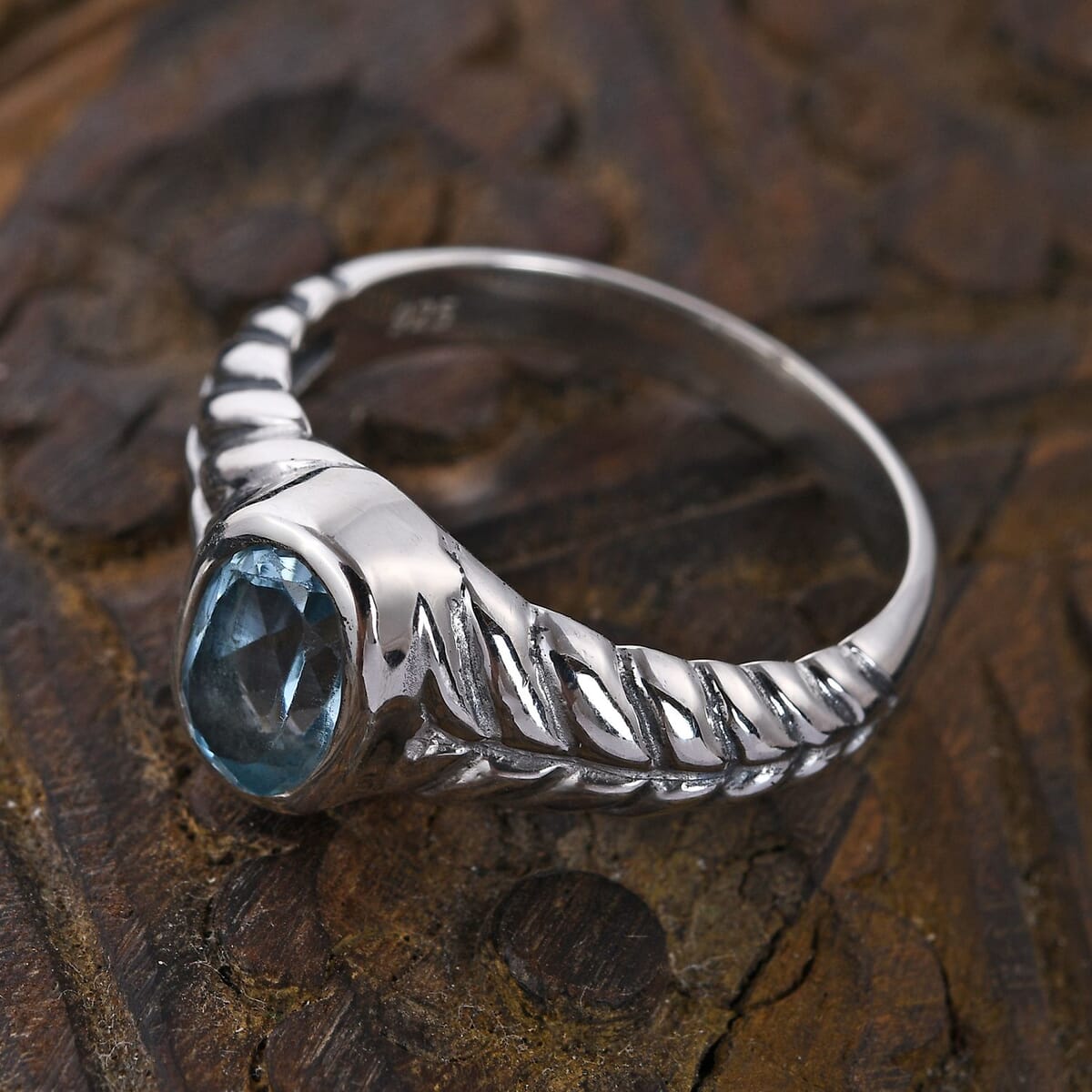 BALI LEGACY Swiss Blue Topaz Solitaire Ring in Sterling Silver (Size 10.0) 0.25 ctw image number 1