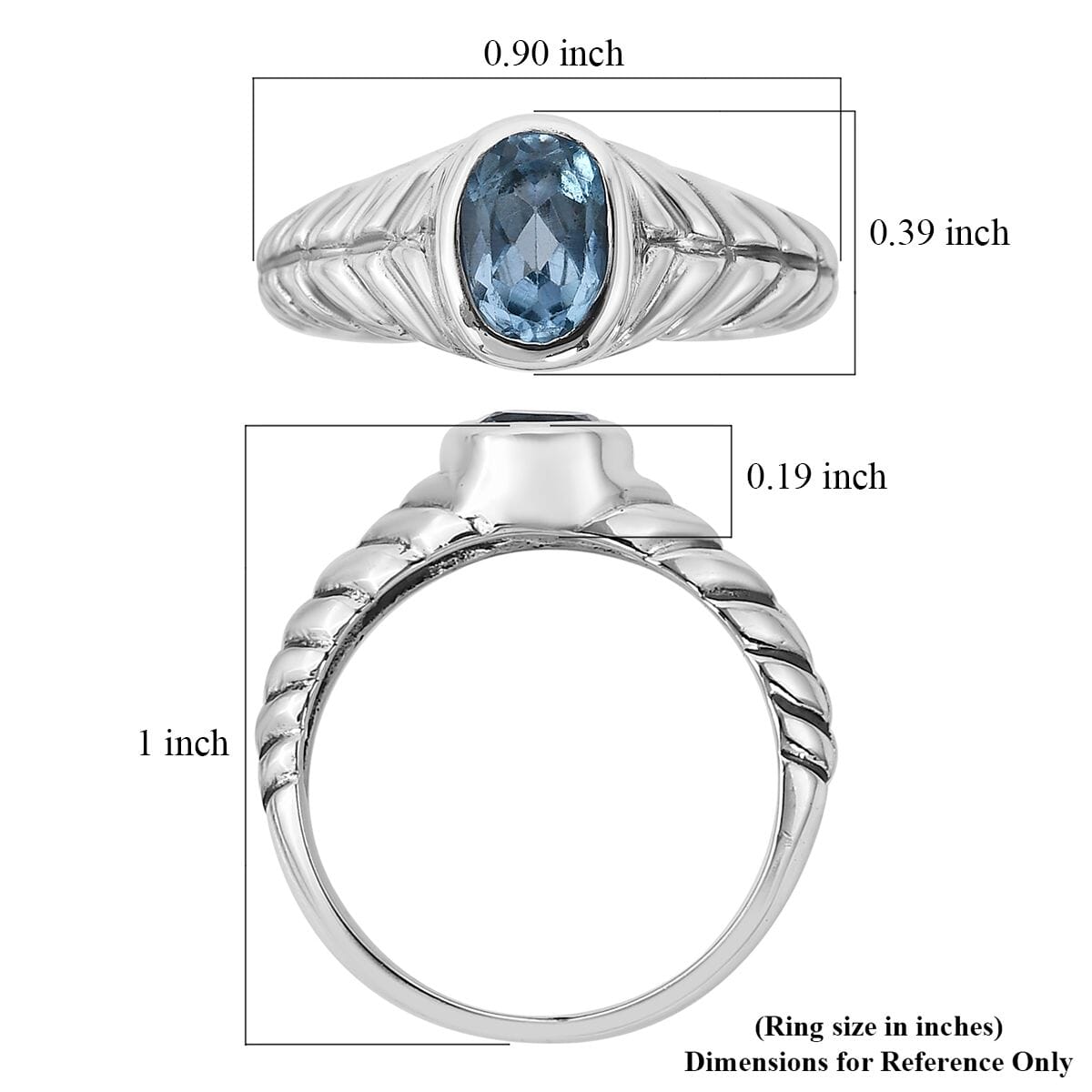 BALI LEGACY Swiss Blue Topaz Solitaire Ring in Sterling Silver (Size 10.0) 0.25 ctw image number 5