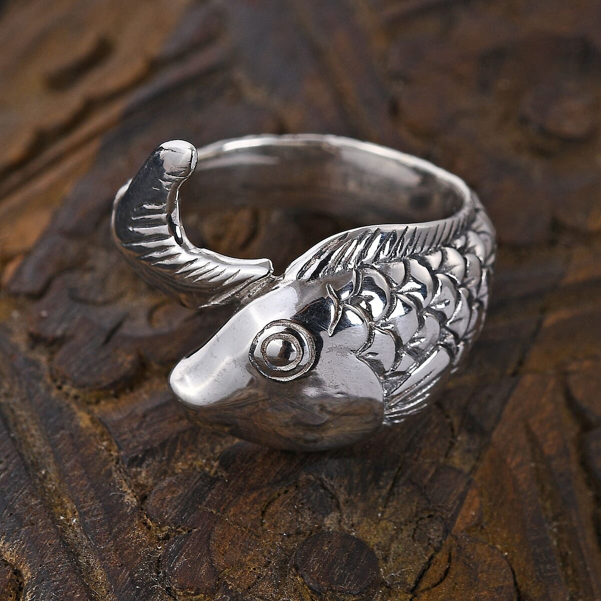 Bali Legacy Sterling Silver Fish Ring (Size 7.0) 7 Grams image number 1