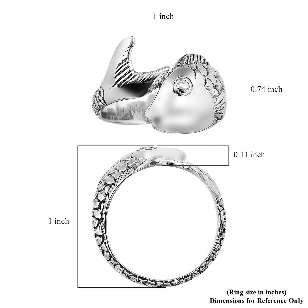 Bali Legacy Sterling Silver Fish Ring (Size 7.0) 7 Grams image number 5