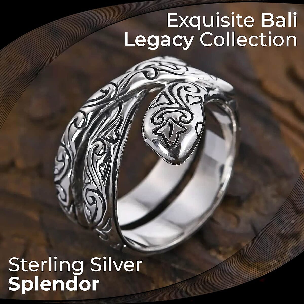 Bali Legacy Sterling Silver Snake Ring, Silver Ring, Jewelry For Her 9.70 Grams (Size 6.00) image number 1