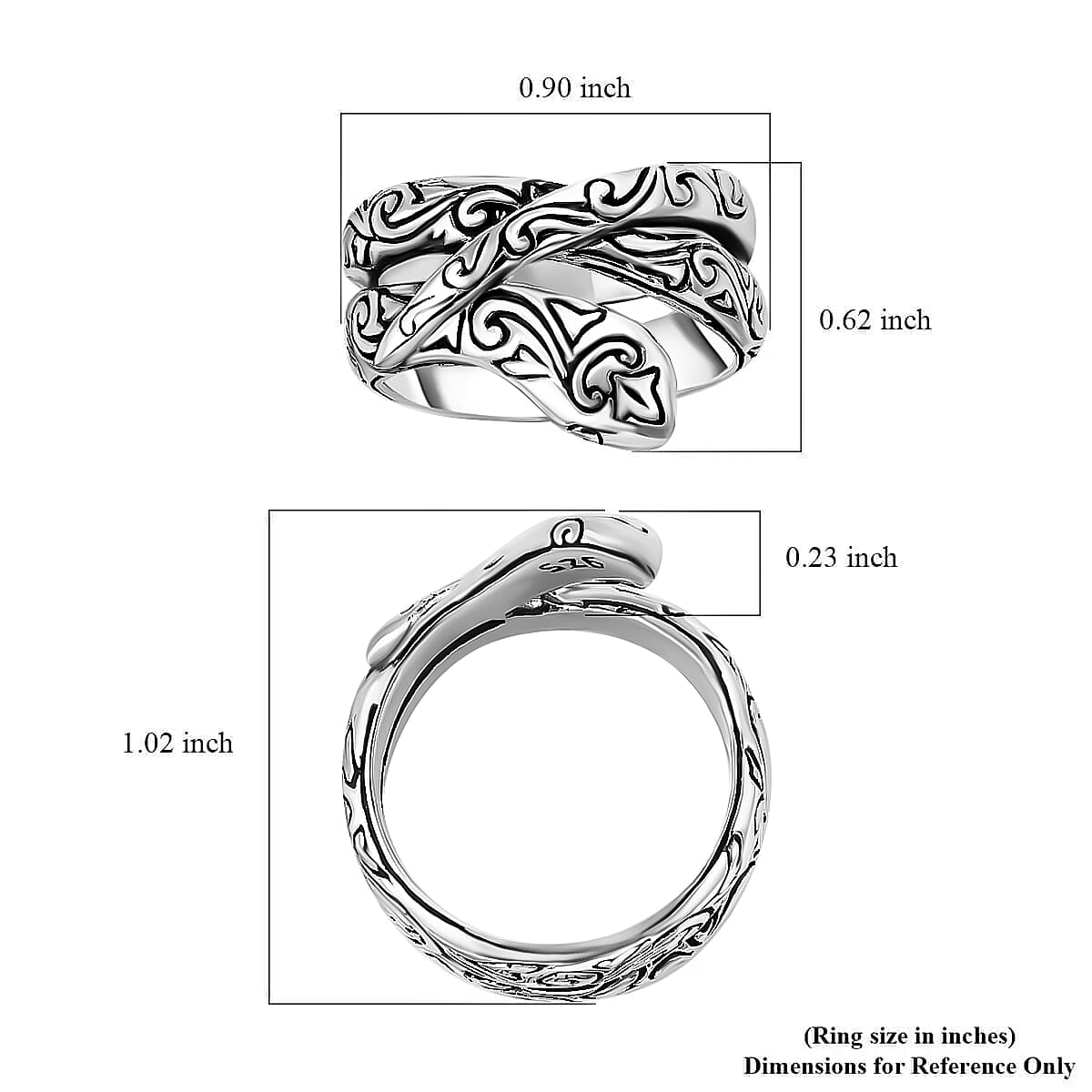 Bali Legacy Sterling Silver Snake Ring, Silver Ring, Jewelry For Her 9.70 Grams (Size 6.00) image number 6