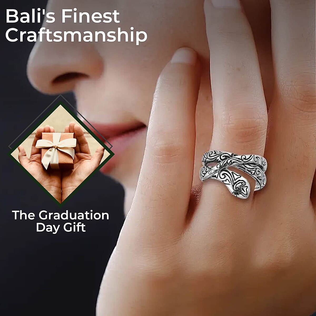 Bali Legacy Sterling Silver Snake Ring, Silver Ring, Jewelry For Her 9.70 Grams image number 2