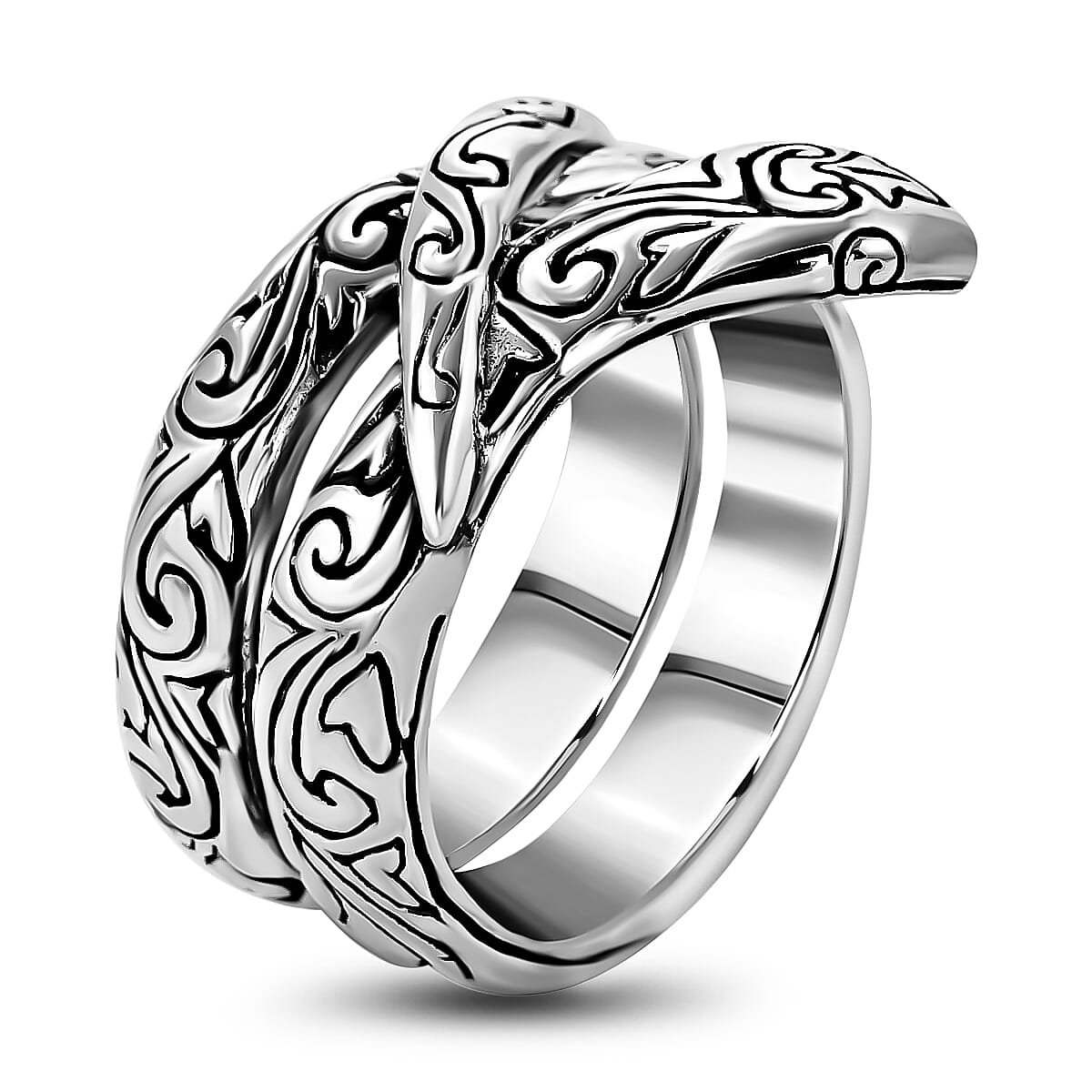 Bali Legacy Sterling Silver Snake Ring, Silver Ring, Jewelry For Her 9.70 Grams image number 3