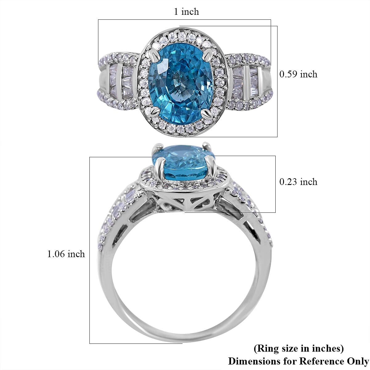 Buy Cambodian Blue Zircon and Moissanite Ring in Platinum