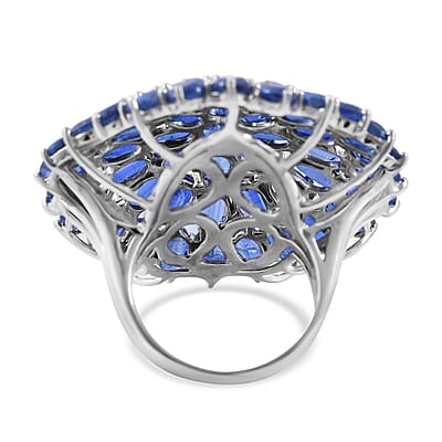 Kashmir Kyanite Floral Ring in Platinum Over Sterling Silver (Size 10.0) 29.85 ctw
