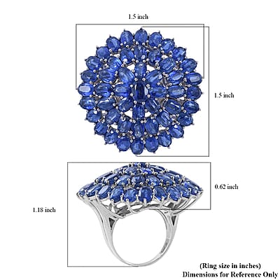 Kashmir Kyanite Floral Ring in Platinum Over Sterling Silver (Size 10.0) 29.85 ctw